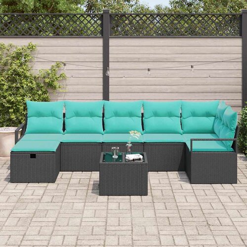  Set sofe s jastukom s pohranom 8 pcs Crna i Tirkizna poliratan Slike
