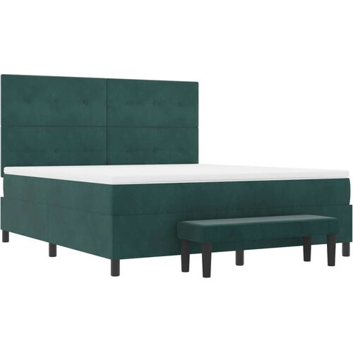  Krevet s box springom madracem i klupom u tamnozelenoj boji 180x200 cm Slike