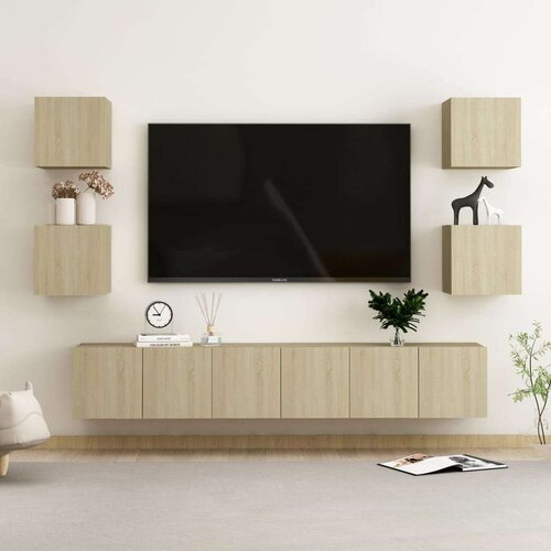  7-dijelni set TV ormarića boja hrasta sonome od iverice Slike