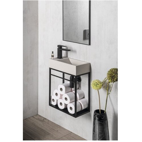 Sapho Črno kovinsko stensko stojalo brez umivalnika 39,5x45 cm Crest &amp;ndash; Slike