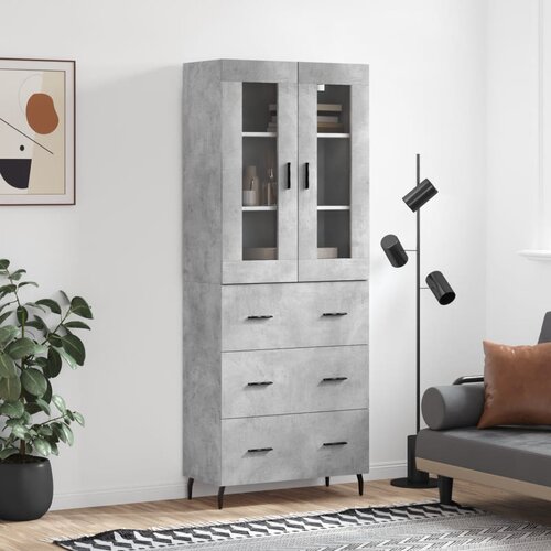 vidaXL Visoka komoda betonsko siva 69,5x34x180 cm inženirski les Cene