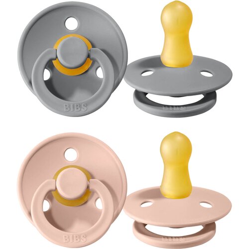 Bibs Colour Natural Rubber Size 1: 0+ months duda Cloud / Blush 2 kos Slike