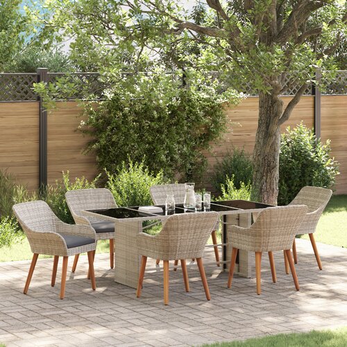 vidaXL Vanjski set za objedovanje 7 pcs Svjetlosiva 190 x 80 x 74 cm Cene