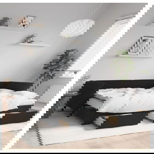 VidaXL Izvlečna dnevna postelja s predali črna 90x190 cm žam Slike