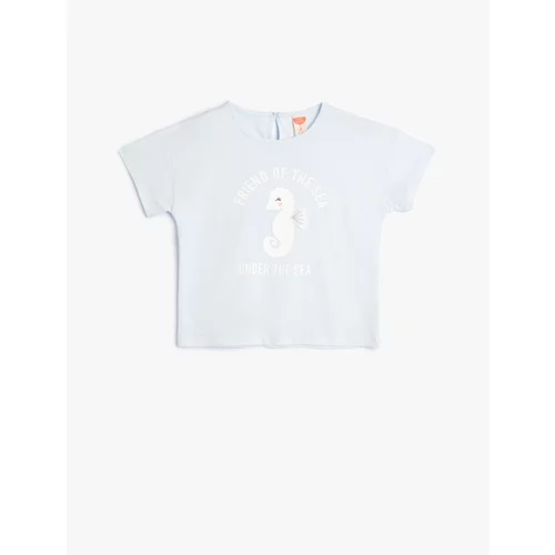 Koton T-Shirt Short Sleeve Crew Neck Seahorse Printed Cotton
