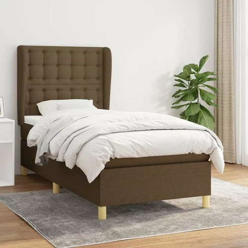  Box spring postelja z vzmetnico temno rjava 80x200 cm blago, (20899863)