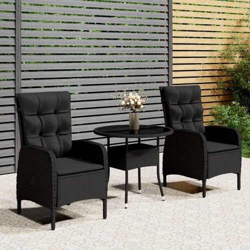VidaXL 3-dijelni vrtni bistro set od poliratana crni Slike