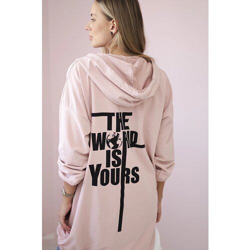 Kesi Sweatshirt with "The World is Yours" print in dark powder pink Cene