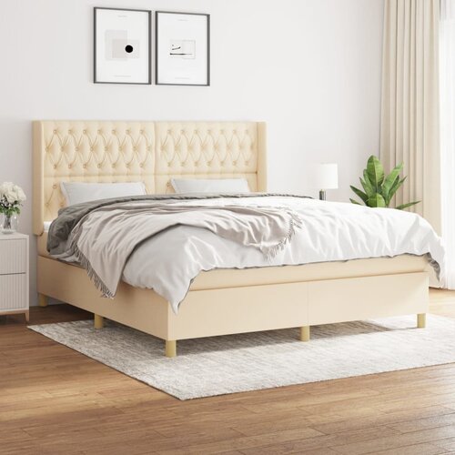  The Living Store Box spring postelja z vzmetnico krem 180x200 cm blago - Box Spring Postelja, (21514794) Slike
