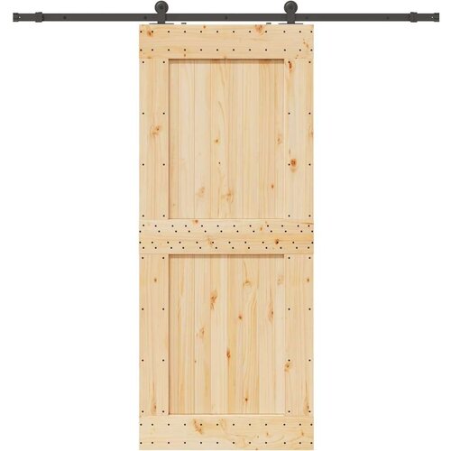 vidaXL Drsna vrata s kompletom vodil 95x210 cm trdna borovina Cene