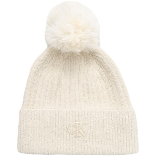 Calvin Klein Jeans Kape FUZ?ZY RIB POMPOM BEANIE LV04F8113G Bela Slike