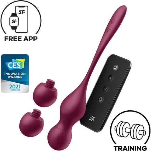 Satisfyer Love Birds Vary - pametna, podesiva geisha kuglica (bordo)