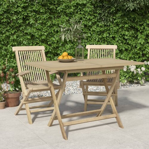 VidaXL Sklopivi vrtni stol sivi 120 x 70 x 75 cm od masivne tikovine Slike