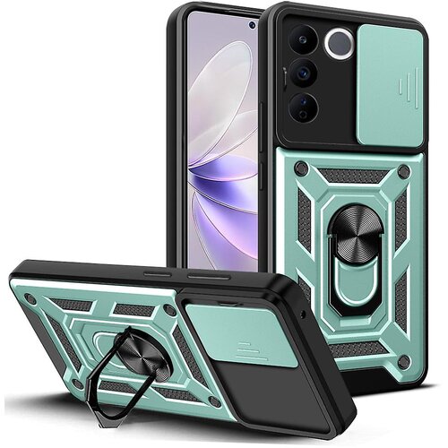 INORCO Za vivo V27e 4G PC+TPU telefonska torbica, drsna za&amp;scaron;čita leč, odporen na udarce, stojalo za telefon, pokrovček, (22036980) Slike