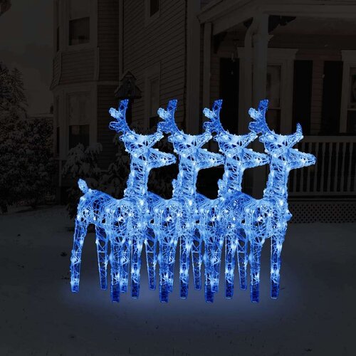 Božićni sobovi 4 kom plavi 160 LED žarulja akrilni Slike