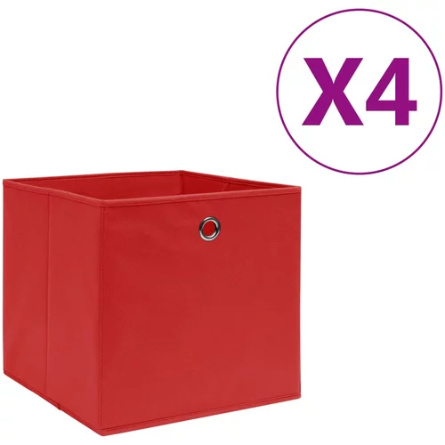vidaXL Škatle 4 kosi netkano blago 28x28x28 cm rdeče