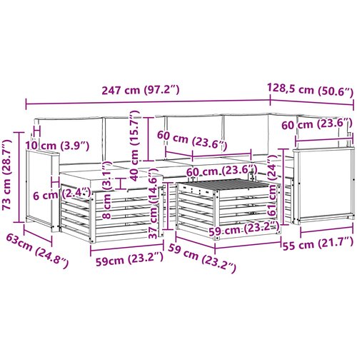  Set vanjskih sofa 6 kom. Prirodna i antracit Slike