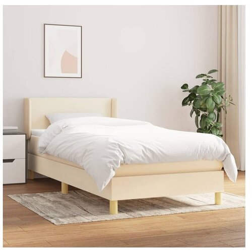 VidaXL Krevet s oprugama i madracem krem 90 x 190 cm od tkanine Slike