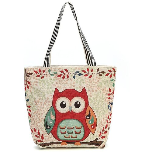 Venisymlis Ženska Nakupovalna Torba Embroidered Cartoon Owl Platnena Torba Za Shranjevanje, (22069990) Cene