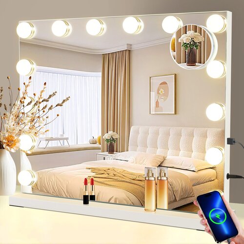 Nettlife Ogledalo za ličenje z osvetlitvijo, zatemnitveno ogledalo s 15 LED, 3 načini osvetlitve, upravljanje na dotik in odstranljiva lupa, (22149687) Cene