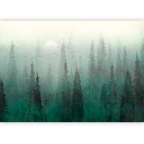  Foto tapeta - Bird\&amp;#039;s eye perspective - landscape of a green forest with trees in the mist 450x315 Standard Slike
