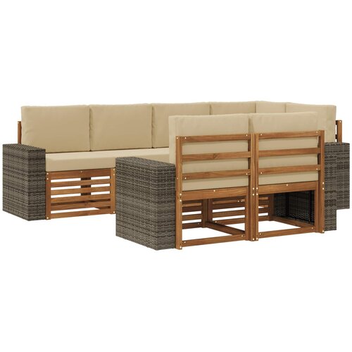 vidaXL Kotna sedežna garnitura z blazino 7 pcs Naravna in bež, (5000283814) Cene