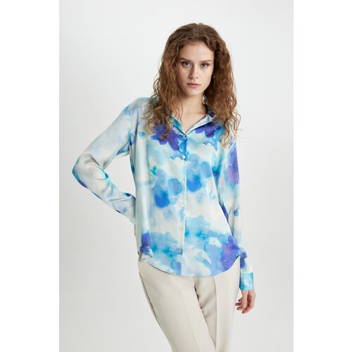 Defacto oversize Fit Patterned Satin Long Sleeve Shirt Slike