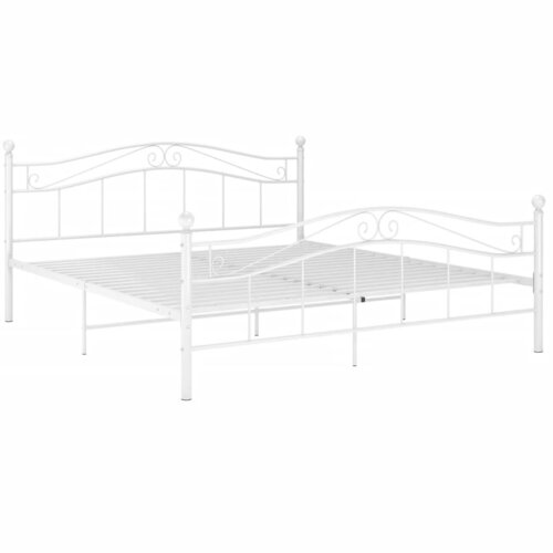 Maison Chic Posteljni okvir - Dvoposteljna postelja - Zakonska postelja bel kovinski 200x200 cm, (21692769) Slike