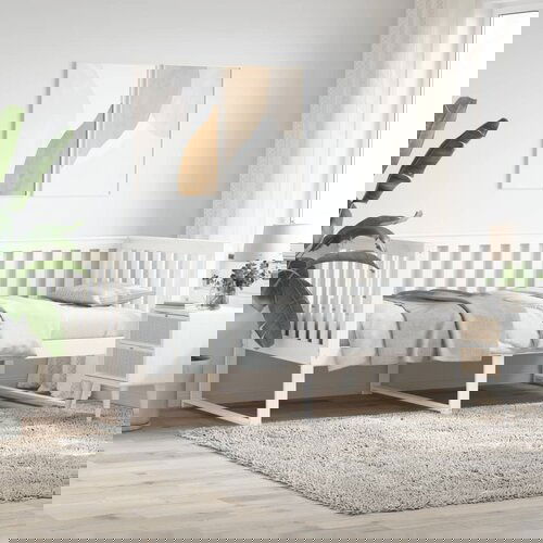 VidaXL Dnevna postelja bela 100x200 cm trdna borovina Slike