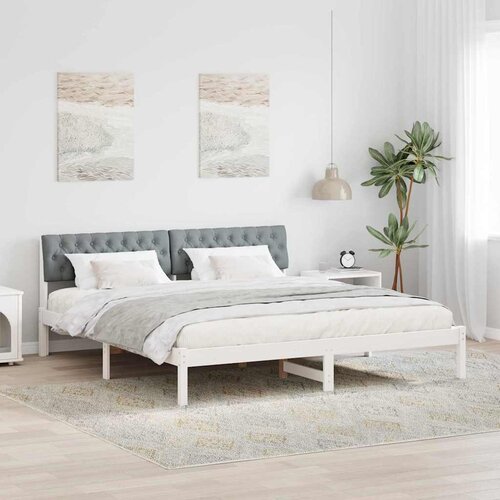  Okvir kreveta s uzglavljem Bijela i svijetlosiva 180 x 200 cm Cijene
