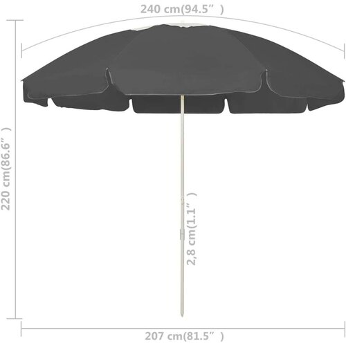  Suncobran za plažu antracit 240 cm Slike