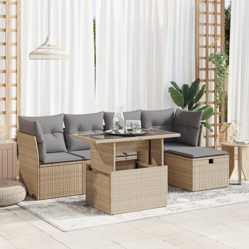 vidaXL 6-dijelni set vrtnih sofa s jastucima bež od poliratana Cijene