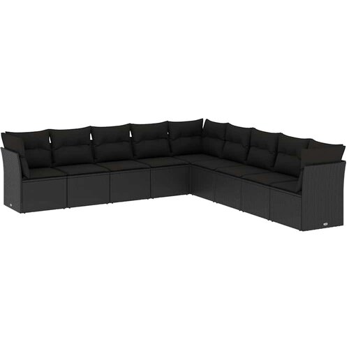  9-dijelni set vrtnih sofa s jastucima crni od poliratana Crna 62 x 62 x 69 cm Slike
