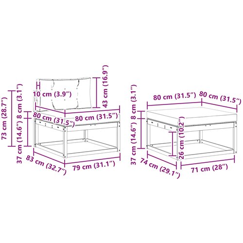  Set vanjskih sofa 4 kom. Bijela i krem Poliester Slike