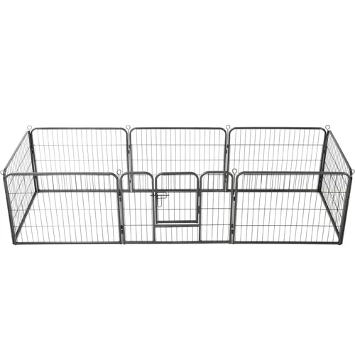 vidaXL Ograda za pse z 8 jeklenimi paneli 60x80 cm črne barve