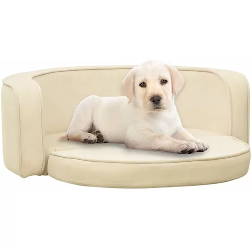 Zložljiv pasji kavč krem 73x67x26 cm s plišasto pralno blazino