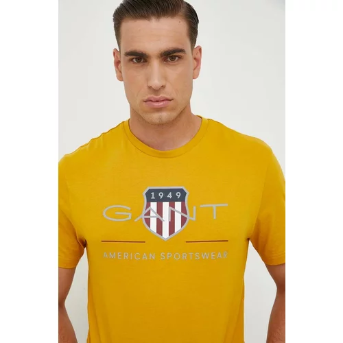 Gant Bombažna kratka majica rumena barva