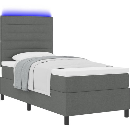 VidaXL Vzmetnica s posteljo in LED temno siva 80x200 cm tkanina, (22083326) Slike
