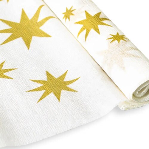 Junior jolly star crepe paper, krep papir, 50 x 200cm, odaberite nijansu bela-zlatna Slike