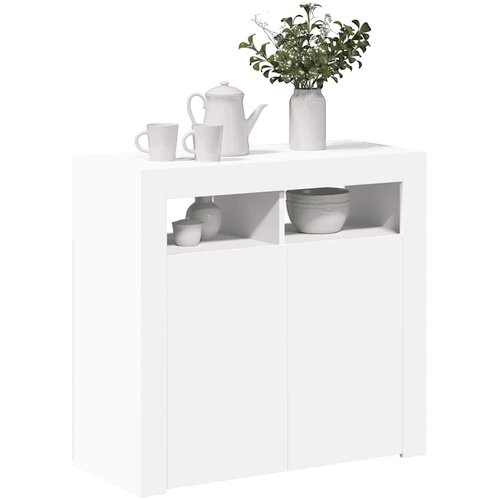  Komoda s LED svjetlima bijela 80 x 35 x 75 cm Slike