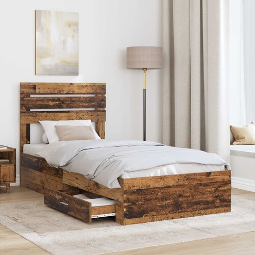  Krevetna konstrukcija Staro drvo 100 x 200 cm Konstruirano drvo Smeđa 206 x 101 x 100 cm Slike