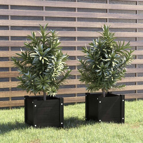 vidaXL vrtne sadilice 2 kom crne 31 x 31 x 31 cm od masivne borovine Cijene