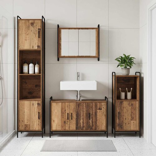  Set ormarića za kupaonicu 3 kom. Staro drvo 40 x 36 x 99,5 cm Slike
