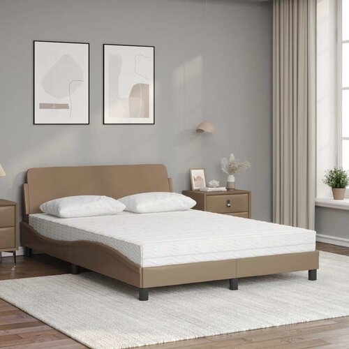  Krevet s madrac Dover cappuccino 140x200cm od umjetne kože Slike