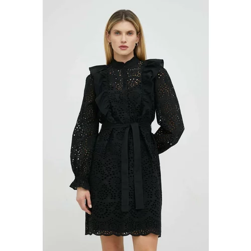 Bruuns Bazaar Pamučna haljina Sienna Kandra boja: crna, mini, ravna