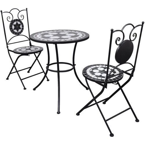  3-dijelni bistro set s keramičkim pločicama crno-bijeli Slike
