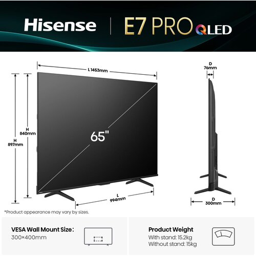 Hisense TV sprejemnik 65E7Q PRO, 165 cm 65E7Q PRO Slike