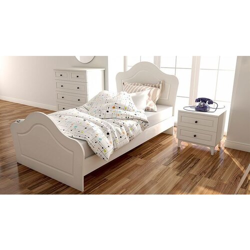 Hanah home Rb-022 Matte White Single Bedstead Cene
