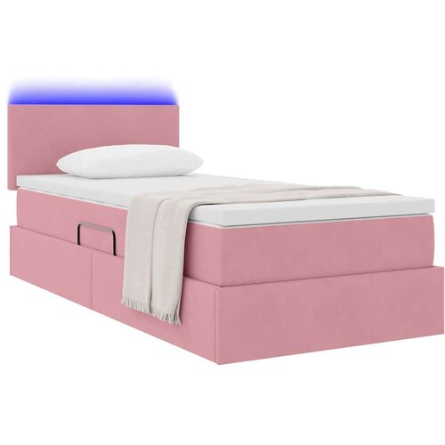  Krevet s prostorom za pohranu s LED-om Ružičasta 90 x 200 cm Slike