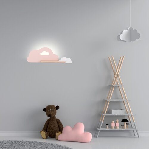  LED dečije zidno svetlo sa policom CLOUD LED/5W/230V ružičasta/bela Slike